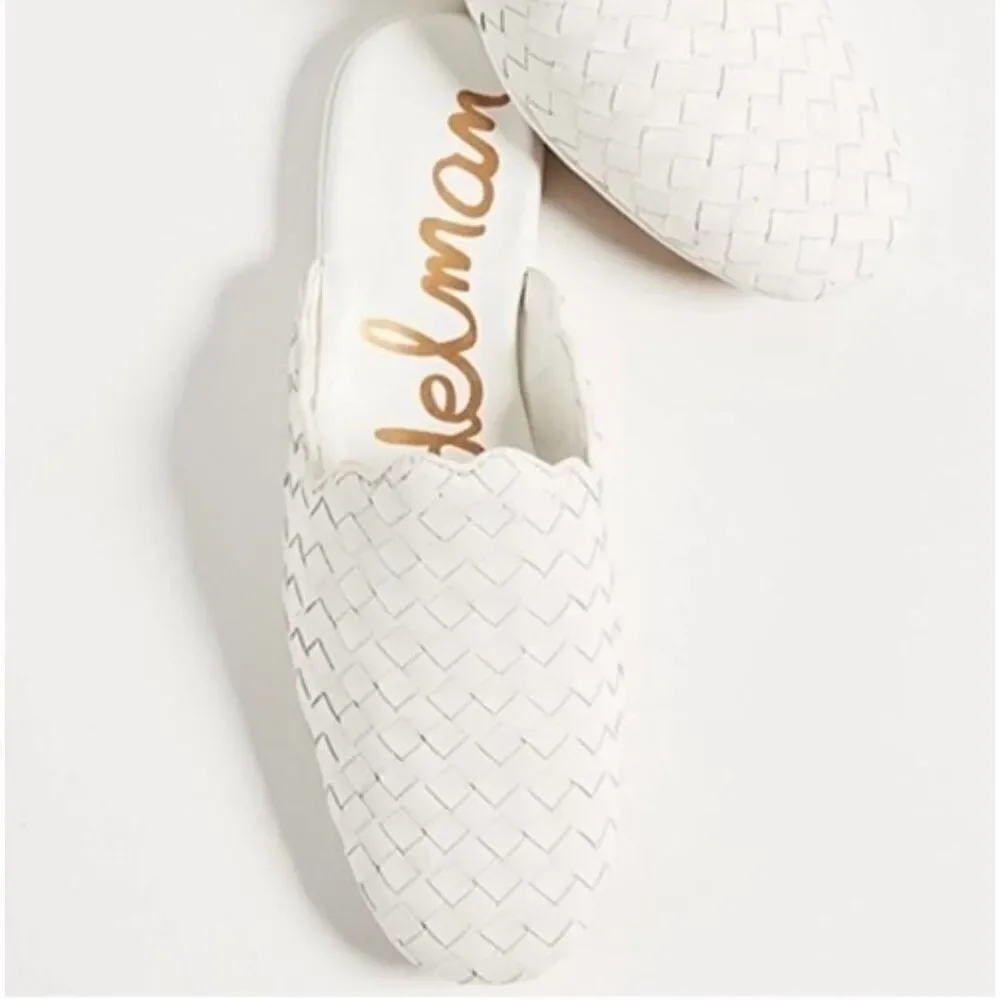 Sam Edelman Katy White Woven Leather Slide Mules Shoes Size 8.5 - Picture 4 of 5